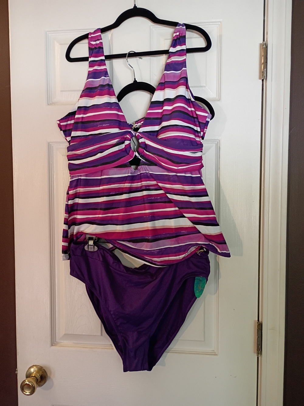 Mynah Pink & Purple Striped Tankini Set